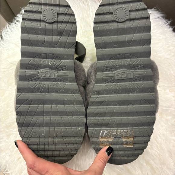 UGG Soft Gray Plush Slippers - Picture 6 of 6